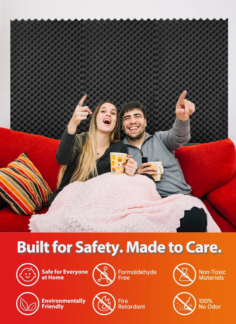 TOUO Sound Dampening Acoustic Panels Egg Cotton Design 47.2"x23.6" Wall Tiles 1-4Pack Suitable for KTV