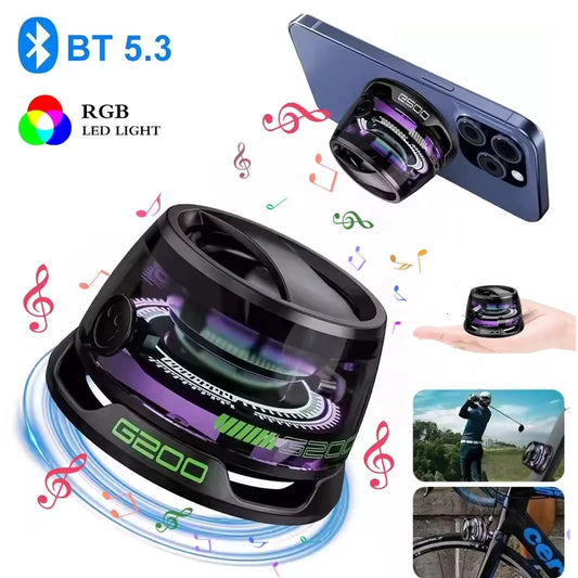 Mini Magnetic Bluetooth Speaker Portable Phone Holder RGB Lighting Speaker BT5.3 Mini Sound Box 7 Hours Playback Easy to carry.