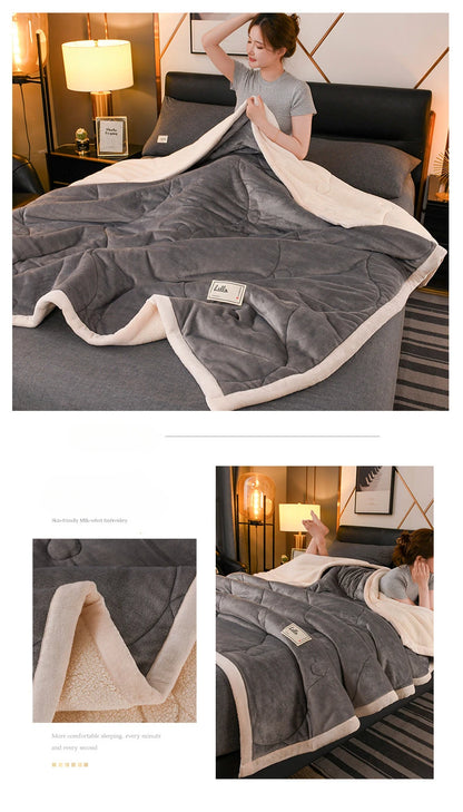 Milk Fleece Autumn Winter Warm Weighted Blankets for Beds European Thickened Beibei Velvet Throw Blanket Warmth Quilt Comforter