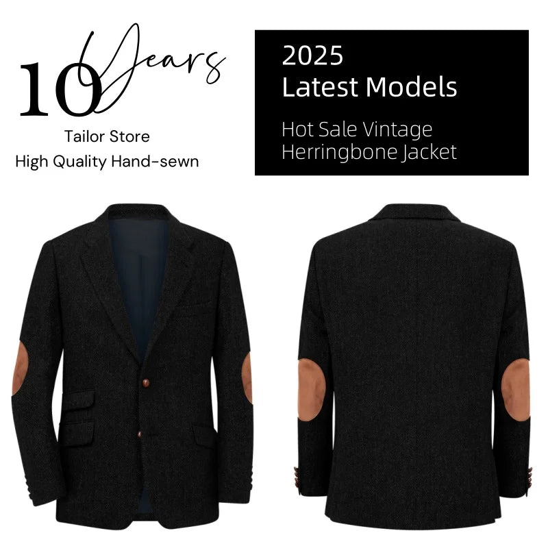 Men's Blazer Herringbone Single Breasted Casual Elegant Man Suit Jackets Coat Men's Stage Clothing Clothing-for-men Male Clothes.