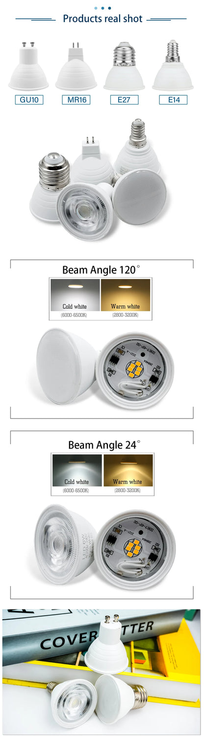 1-10PCS LED Strahler Birne E27 E14 MR16 GU10 AC220V 6W 24/120 Grad Strahl Winkel hohe Lumen Indoor LED Energiesparende Lichter Birne.