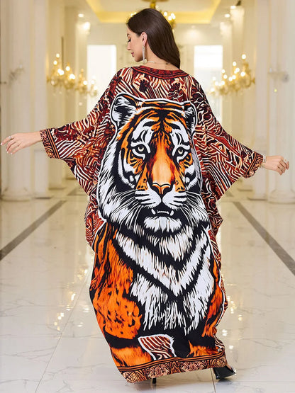 Frauen bestickte lange Kaftane Plus Size Kaftan Kleider Strand Badeanzug Cover Up Moomoo Kleid marokkanische Robe