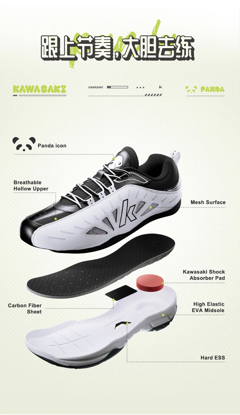 Kawasaki 2024 PANDA Badminton Shoes Professional Carbon Fiber Board Shock Absorption Men's Sneakers Women's Sports Shoes B3327.