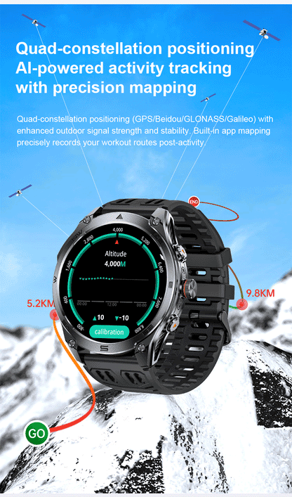 2025New GPS Sports Smart Watch  AMOLED Flashlight 950Mah Battery IP68 Waterproof Fitness Trackr BT Call Smartwatch For Men Women.