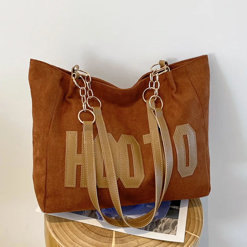 Solid Color Shoulder Bag, Trendy Letters Tote Bag, Canvas Campus Handbag for Women, Office,College,Work,Travel Hand Bags Bolsa.