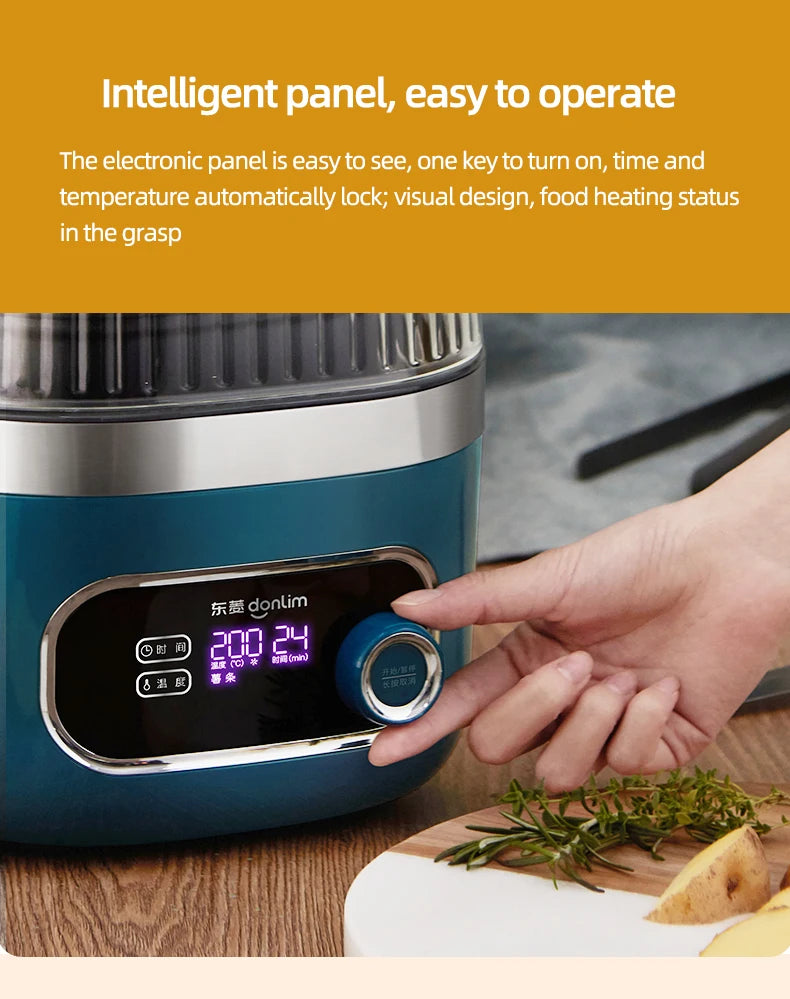 2.5L Smart Electric Air Fryers Oil-free Automatic Household Kitchen 360°Baking Convection Oven Deep Fryer Visible Window 220V.