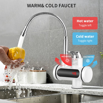 Instant Hot Water Tap Electric Instant Heater Boiling Tap EU 220V Faucet Fast Hot Water Tap with LED Digital Display for Kitchen