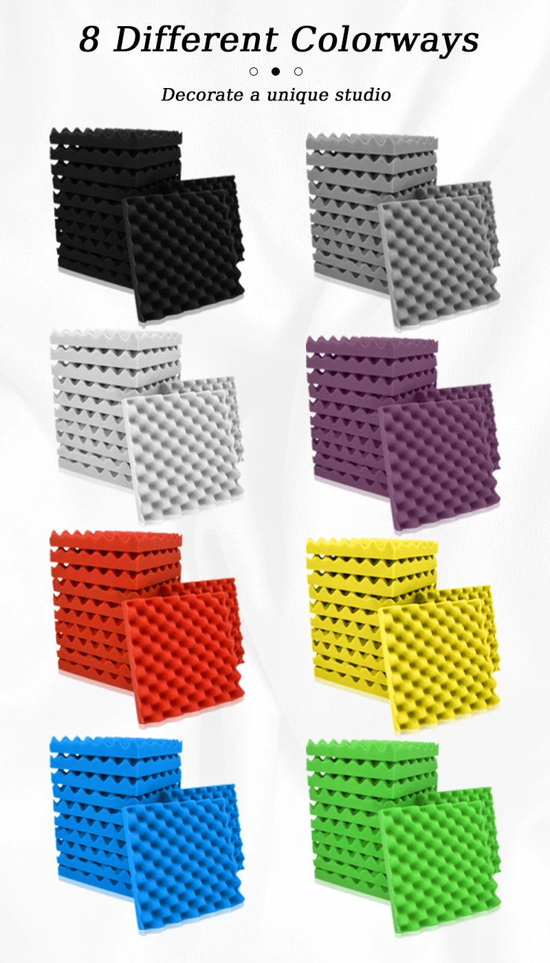 TOUO 6-48 Pack Acoustic Panels Sound Proof Foam Panels Wall Soundproofing Acoustic Foam Panels  Flame Retardant