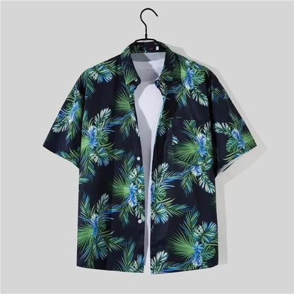 Shopee Popular Men's Loose-fit Hawaiian Vacation Beach Shirt Shorts Set Summer Casual Comfortable Clothing.