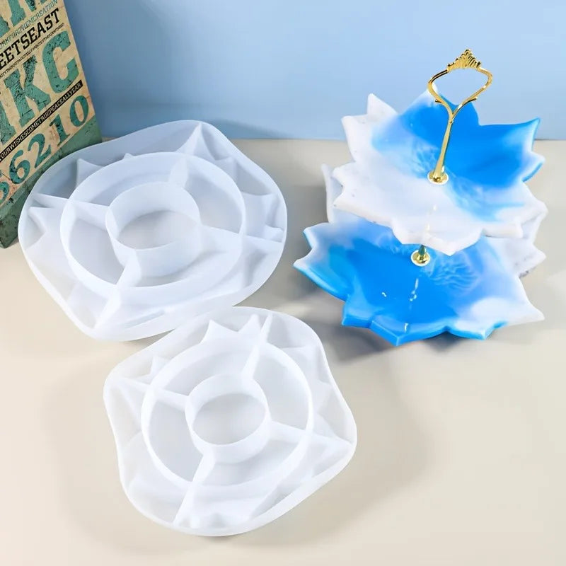 DIY Cake Stand Resin Tray Molds, Epoxy Resin Cake Storage Rack Dish Tray Casting Mold For Making Cupcake Dessert Platter.