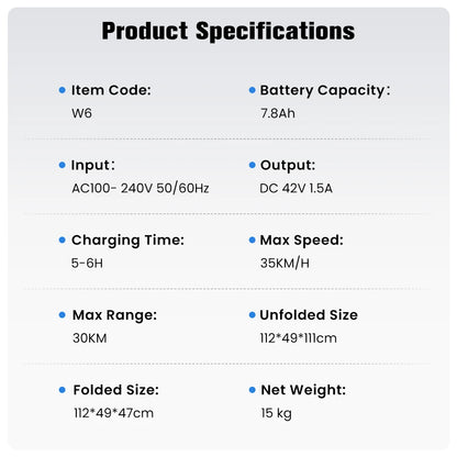 IScooter W6 Adult E-scooter 500W Motor 36V 7.8Ah Battery 35km/h Max Speed Support APP 30km Long Range City Electric Scooters.