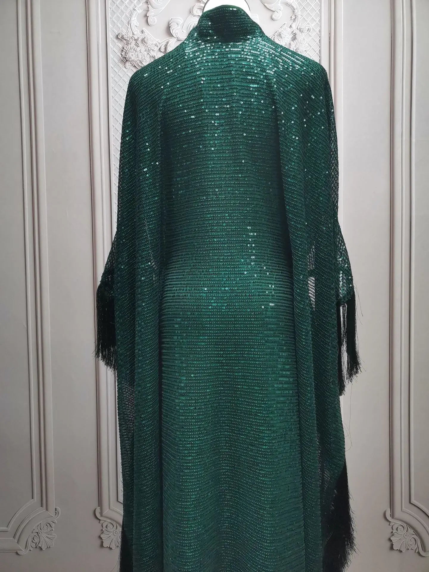 Ramadan Eid Tassel Sequin Batwing Abaya Dubai Women Islam Muslim Maxi Kaftan Dresses Kebaya Caftan Marocain Robe Femme Musulmane.