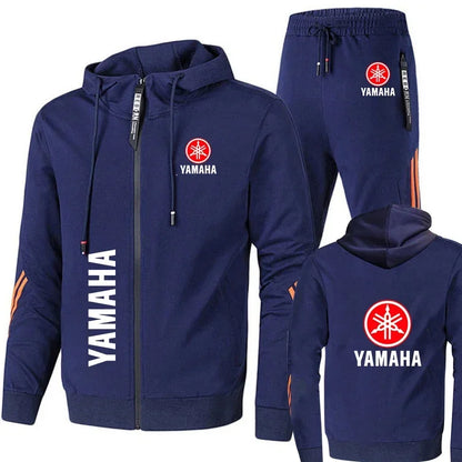 Yamaha Motorcycle Racing Tracksuit Men's Clothing Yamaha Logo Print Zip Sweatshirt&Pant Men Sets Bike Jacket Men Sportswear Suit.