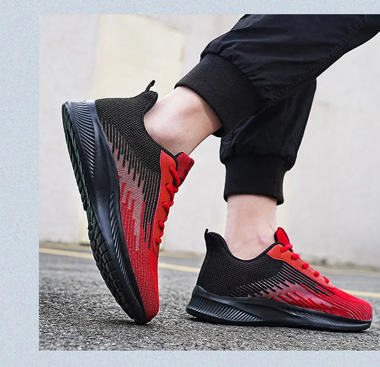 Summer Hot Sale Red Mesh Men Running Sneakers Big Size 47 Light Breathable Women Training Shoes Non-slip Sport Shoes for Man.