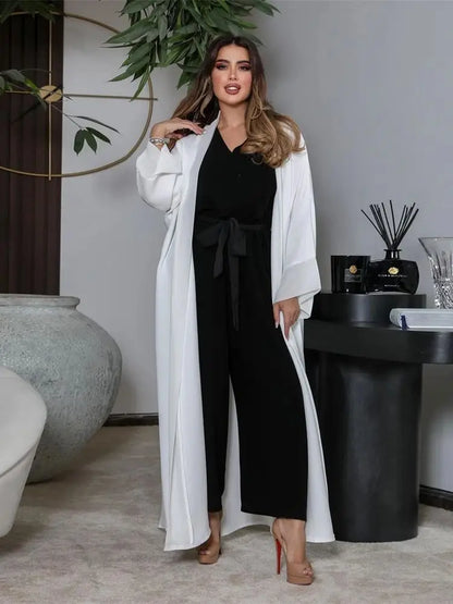 Chiffon Open Kimono Abaya Dubai Luxury 2024 Summer Turkey Muslim Kaftan Modest Dress Islam Kebaya For Women Robe Femme Musulmane.