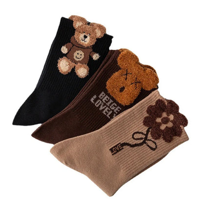 3 Pairs Cool Women Cute Cartoon Cotton Socks Set Female Korean Ladies Japanese Girls Students Short Socks For Women.