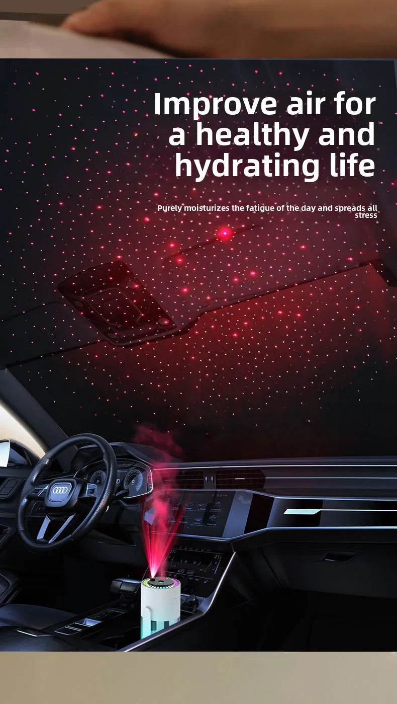 Air Humidifier Portable Humidifier with Rotating Mist & Starry Light USB Car Humidifier Smart Humidifier for Home Office Travel.