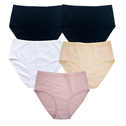 5Pcs/Set High Rise Cotton Panties Women Sexy Lingerie Solid Color Briefs Female Seamless Underwear Comfort Intimates.