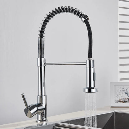 Brushed Gold Kitchen Faucet Pull Down 2-way Spray Single Handle Hot Cold Water Mixer Tap 360 Rotation Torneira Cozinha Mixer Tap