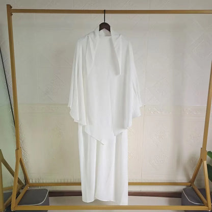 Eid Muslim Women Long Khimar 2 Piece Set Abaya Dress Prayer Garment Hijab Full Cover Islamic Ramadan Kaftan Djellaba 2023