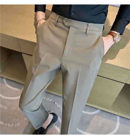Men Suit Pants 2025 Elastic Slim Fit Formal Dress Pants Solid Casual White Trousers Pantalon Homme Wedding Party Men Clothing.
