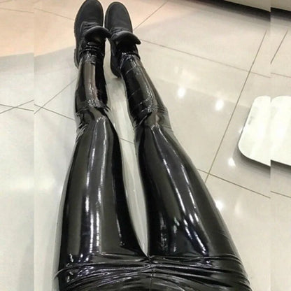 Women Sexy Pu Leather Leggings Big Size Bright Leggings Outdoor Walking Jogging High Waist Butt Liftting Casual Yoga Pants.