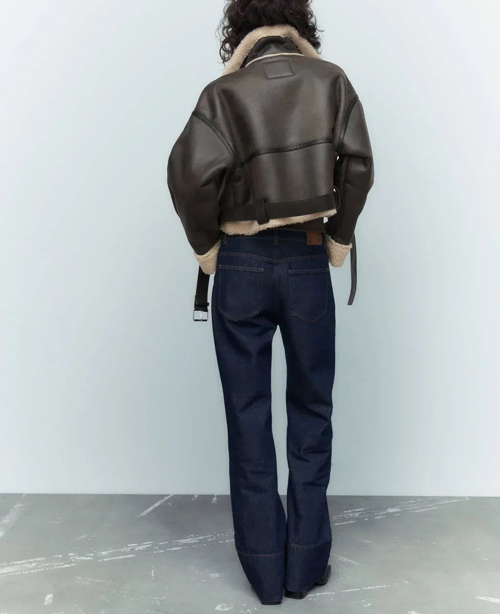 Frau dicke warme doppelseitige Faux Shear ling Jacke Herbst Winter neue Revers Langarm Gürtel Saum Reiß verschluss weibliche Oberbekleidung