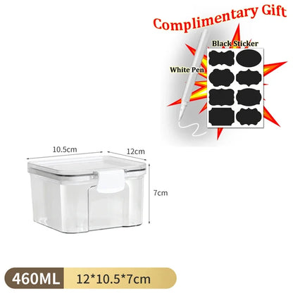 Food Box Storage Container With Airtight Lid Condiment Organizer Plastic Dispenser Jar Hermetic Kitchen Cereal Snack Spaghetti