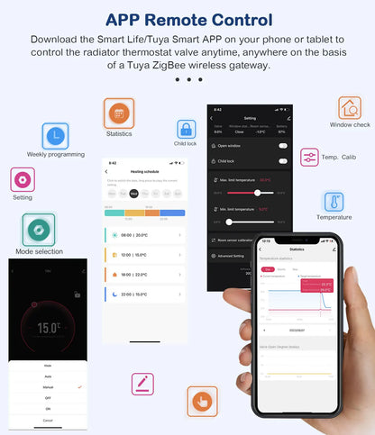 WiFi/Ble/Zigbee Tuya Smart TRV Radiator Actuator Valve Thermostatic Radiator Valve Temperature Controller Alexa Google Home.
