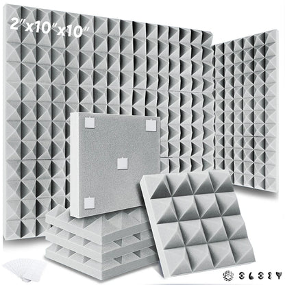 Studio Acoustic Soundproof Foam Panels 6/12/24 Pcs, Pyramid Sound Insulation Treatment Acoustic Sponge，Acoustic Foam Panels