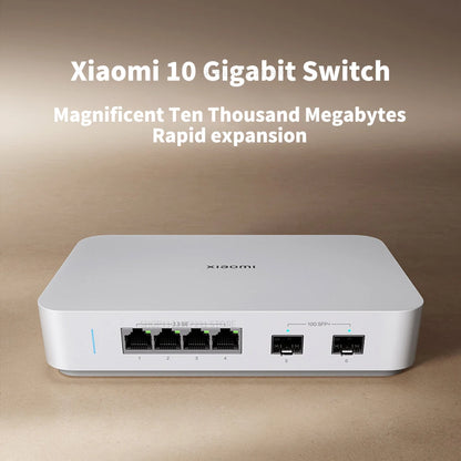 2025 NEW Xiaomi 10G Ethernet Switch 4×2.5G+2×10GMbps Mini Network Switches VLAN Ethernet Splitter Lan Router 6 Ports Hub Switch.