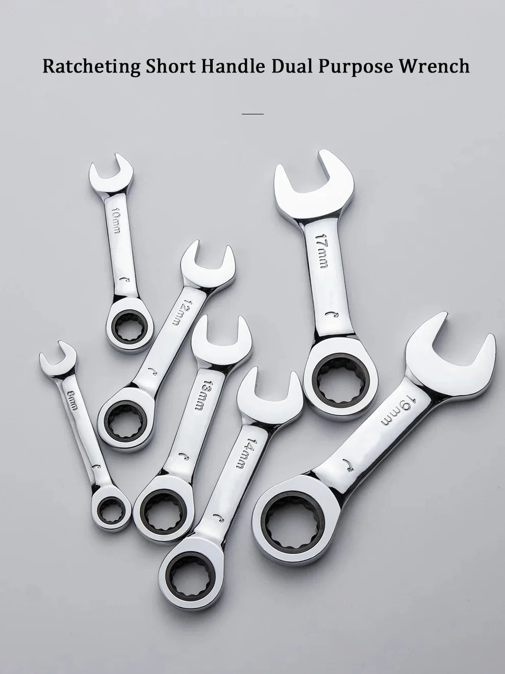 6–19 mm kurzer Griff, schneller Ratschenschlüssel, 72 Zähne, multifunktional, tragbar, kurz, Dual-Use-Pflaumenblüte, kleiner Schraubenschlüssel, Handwerkzeuge