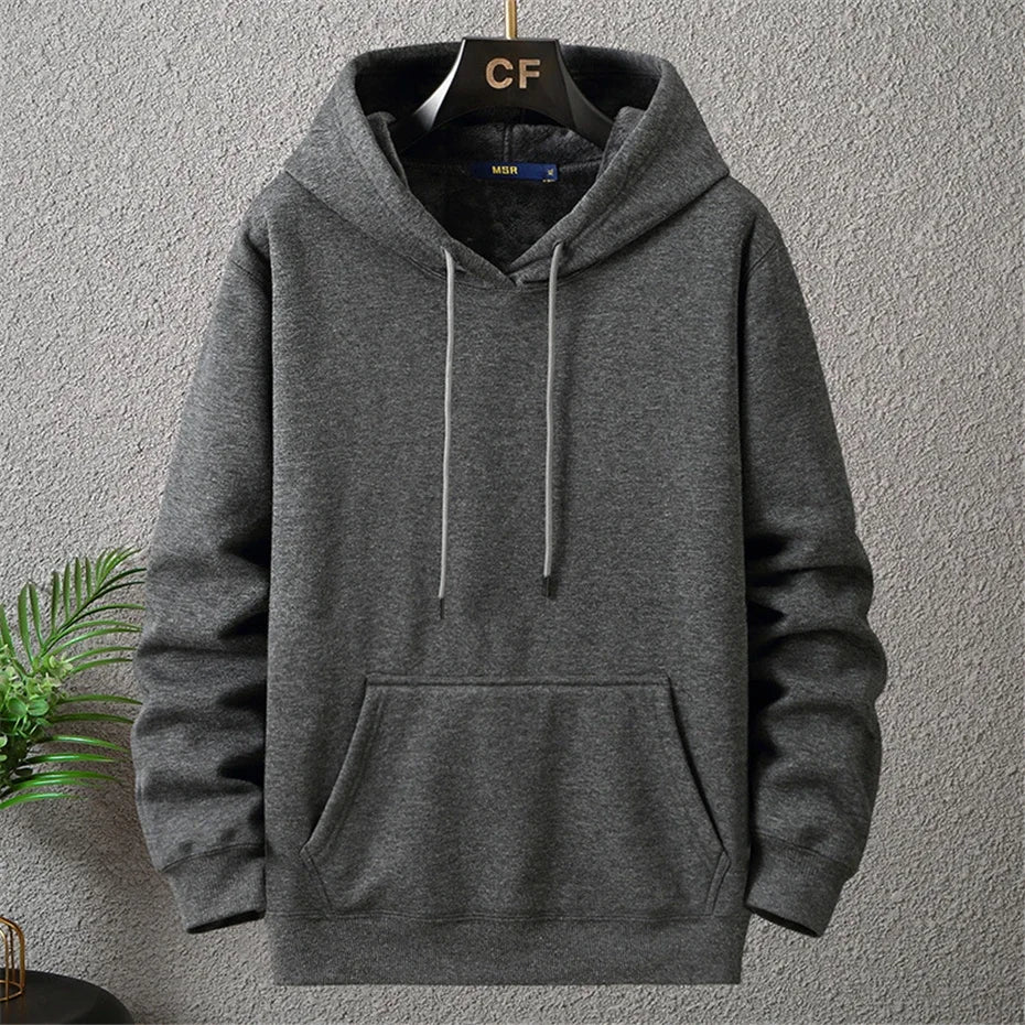 Large Size Men's Hoodie Jacket Hooded Long Sleeve Thick Warm Fleece Lined Sweatshirt Male Casual Winter 10XL 12XL Extra Big Plus.