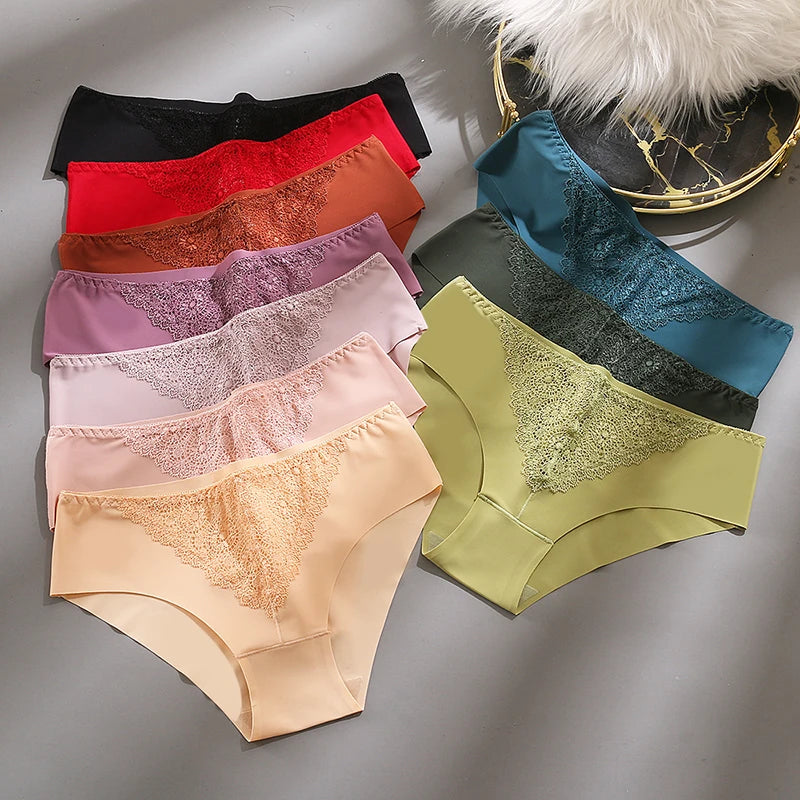 BZEL 10PCS/Set Women's Panties Exquisite Sweet Lace Underwear Sexy Lingerie Silk Satin Briefs Woman Comfort Breathable Underpant.