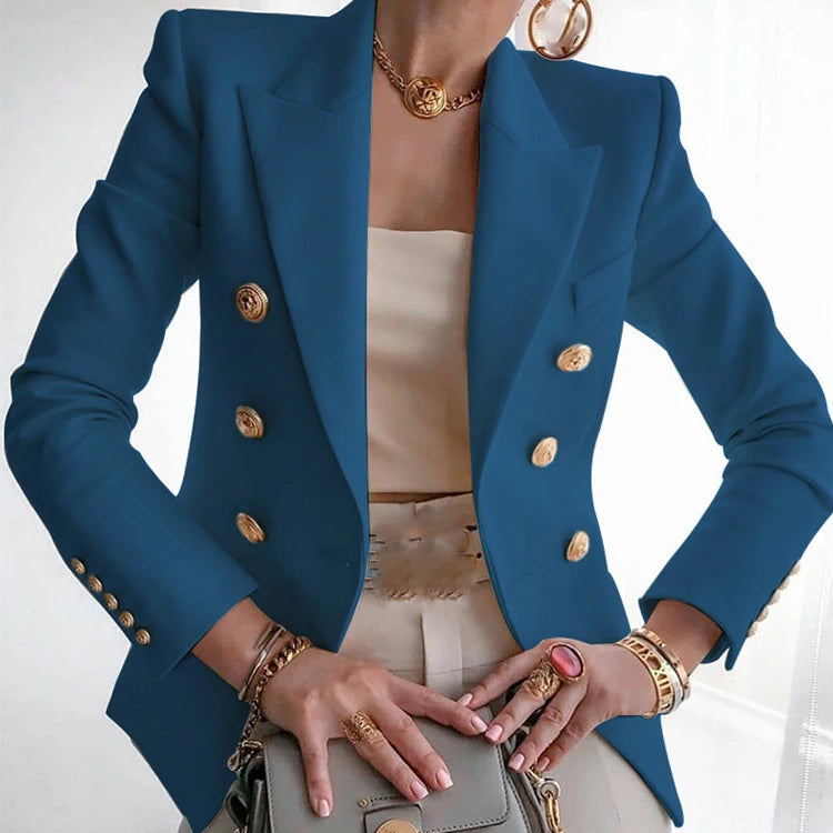 Casual Drehen Unten Kragen Langarm Anzug Oberbekleidung Büro Dame Frühling Herbst Mode Elegante Solide Blazer Mäntel Für Frauen 2023
