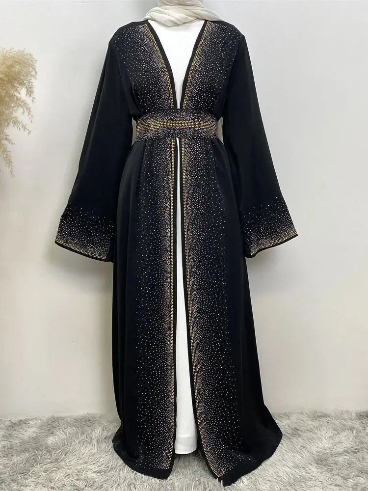 Ramadan Eid Dubai Open Black Muslim Kimono Abaya Damen Turkey Islam Abayas For Women Dress Kebaya Robe Femme Musulmane Kaftan.