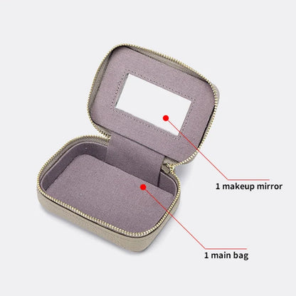 Lipsticks Case with Built-In Mirror Mini Cosmetic Bag Zipper Makeup Organizer Coin Pouch Travel Contact Lens Case Lipstick Purse.
