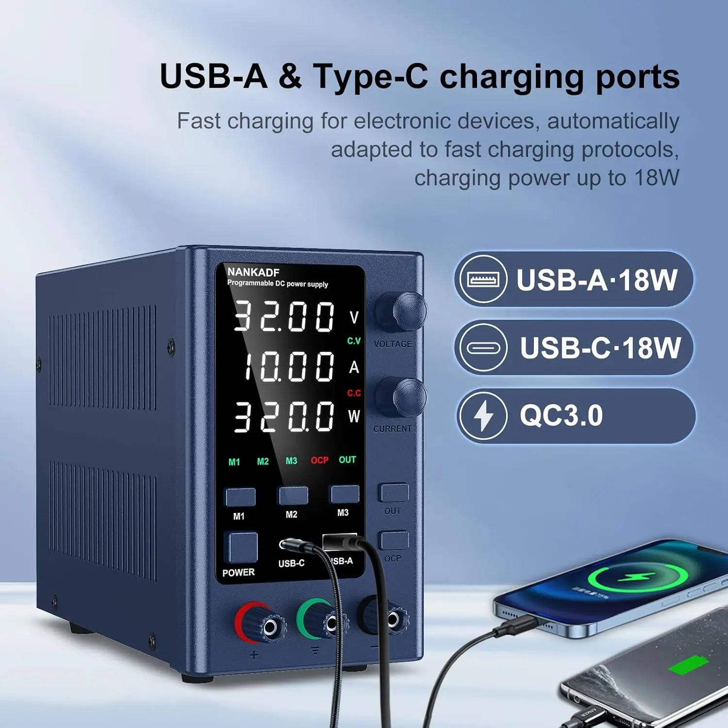 NANKADF Lab Bench Power Supply 30V 10A Switching Power Supply Unit 30V 5A  Adjustable Source 60V 5A Voltage Stabilizer 120V 3A.