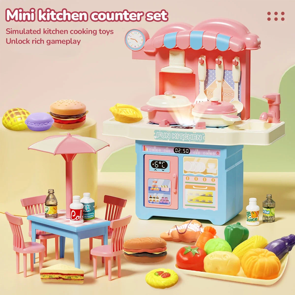 Simulated Kitchen Toy Play Set Miniature Food Pretend Play House Appliance Laundry Cookware Children Role-Playing Toys Girl Game.