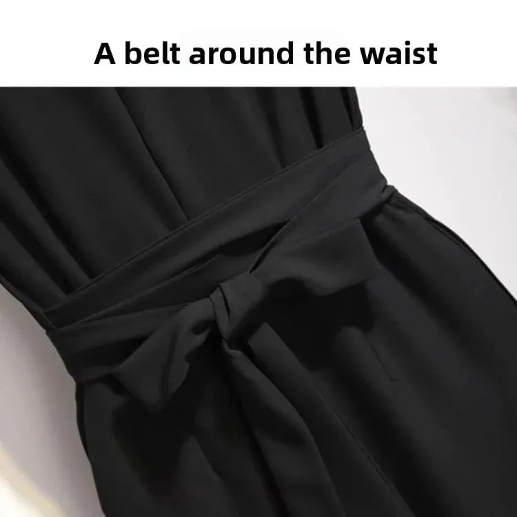 Women's New Summer High Waist Slimming One-Piece Pants Suits Drapey Sleeveless Long Gowns Fashionable Chinese Brand.