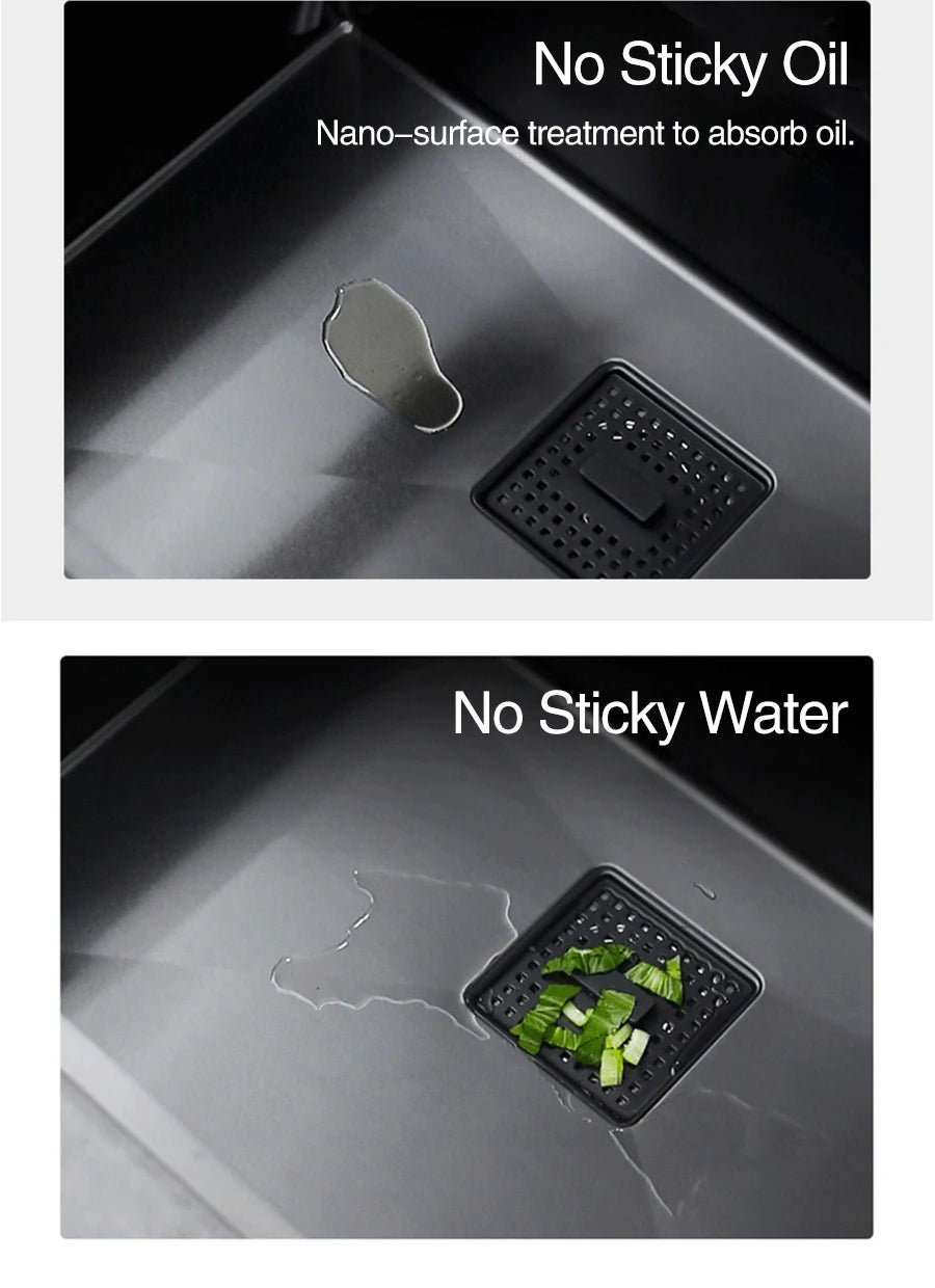 Nanometer Black Hidden Cup Rinser Bar kitchen Sink SUS 304 Stainless Steel Handmade Cup Washer Bar kitchen Sinks With Trash Can