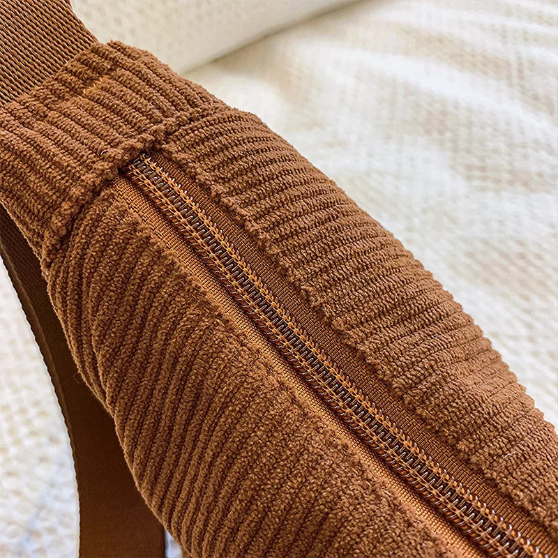 Solid Color Corduroy Women's Hobos Shoulder Bag Retro Casual Female Crossbody Bags Ladies Daily Travel Handbags Messenger Bag.