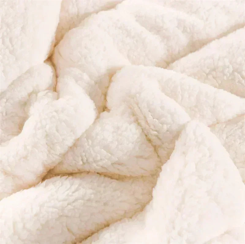 Coral Fleece Autumn Winter Warm Blankets for Bed 3 Layers Thicken Flannel Blanket Quilt Soft Comfortable Warmth Quilts Washable.
