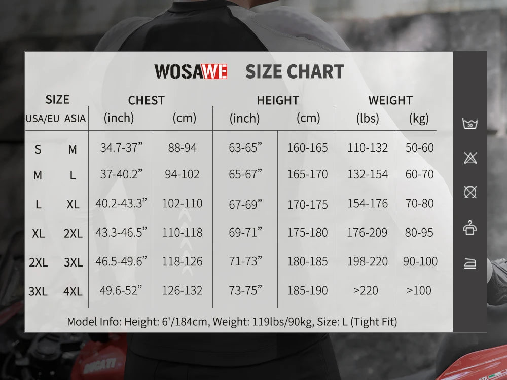 WOSAWE Men's Motorcycle Racing Jacket Off-Road CE Protective Gear Motocross Soft Armor Body Protector Sports Racing Equipment.