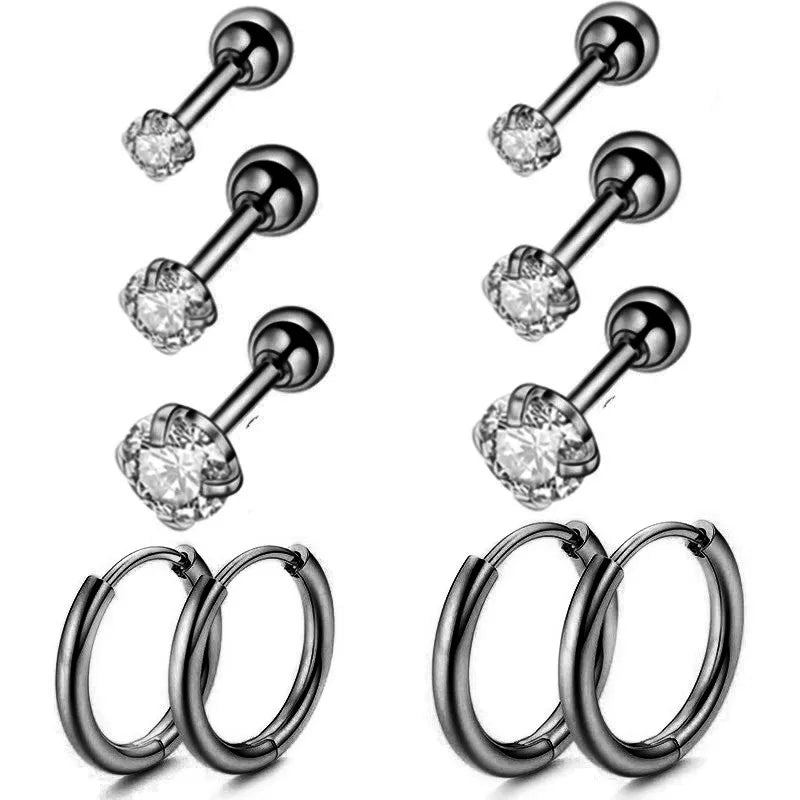 Cyrstal Tragus Stud Earrings Set Cluster Helix Piercing Stud Bulk Cartilage Huggie Earring Hoops Ear Lobe Hoops Circle Jewelry.