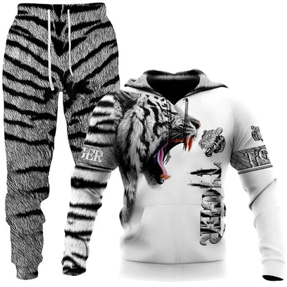 Wolf 3d Printed Hoodie Pants Suit Male Autumn and Winter Casual Sweashirt Pullover Men Tracksuit Set Fashion Men's Clothing Suit.