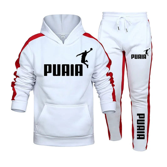 Autumn Winter Popular Mens Tracksuit Hooded Sweatshirts+Jogging Pants Set Daily Gym Outfits Casual Sports High Street Clothing.