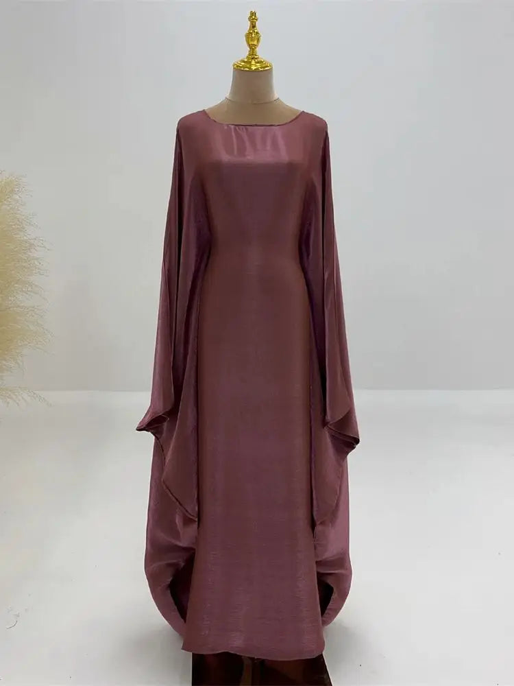 Ramadan Eid Satin Batwing Butterfly Abaya Dubai Luxury 2024 Muslim Maxi Kaftan Dress Abayas For Women Kebaya Robe Femme Vestidos