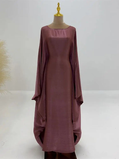 Ramadan Eid Satin Batwing Butterfly Abaya Dubai Luxury 2024 Muslim Maxi Kaftan Dress Abayas For Women Kebaya Robe Femme Vestidos