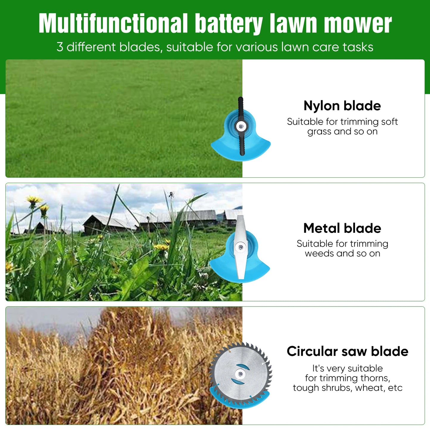 800 W elektrischer Rasenmäher, kabelloser Rasentrimmer, Gartenrasentrimmer, Rasentrimmer, Cutter, Elektrowerkzeuge für Makita-Akku